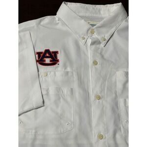 Columbia Auburn Tigers PFG Fishing Shirt Mens XL White omishield Golf NCAA SEC